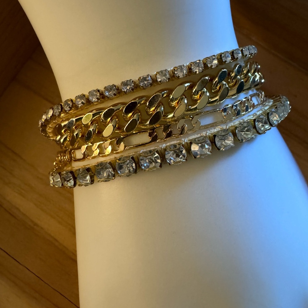 Stack 14k gold over stainless steel and Cz bracelet. - Picture 1 of 4